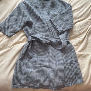 Gray Waffle Knit Robe